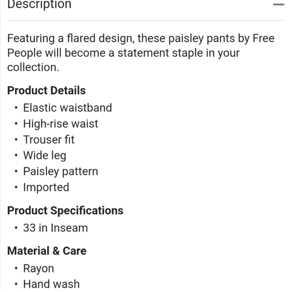 Free People Pants FP One Aloha Paisley Printed Wide Leg Flowy Pants Size Medium - Picture 15 of 15